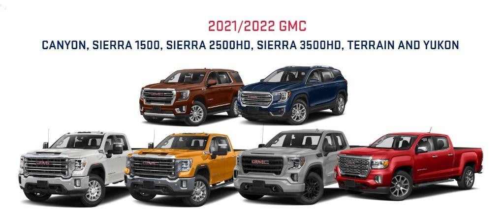 2021/2022 GMC models lineup display